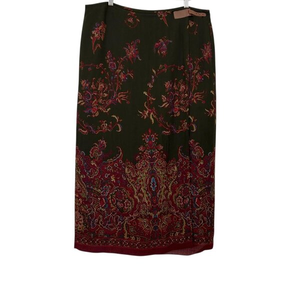Lauren Ralph Lauren Olive Green Floral Wool Blend Skirt (16) - Picture 1 of 15